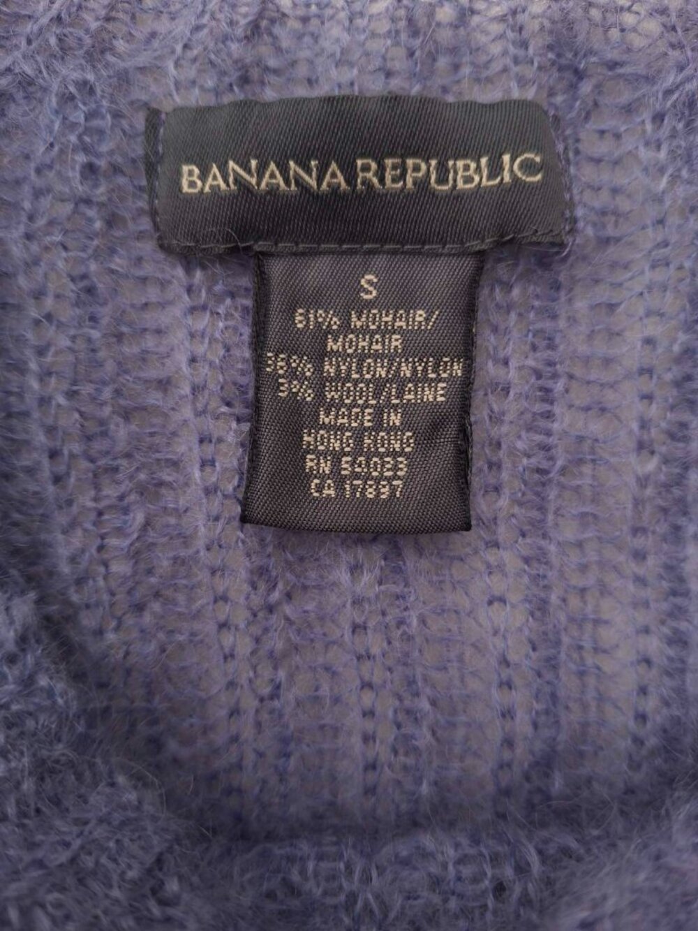 Banana Republic Mohair Wool Blend Lilac Grey Fuzzy Ribbed Cozy Sweater Size S - Picture 5 of 9